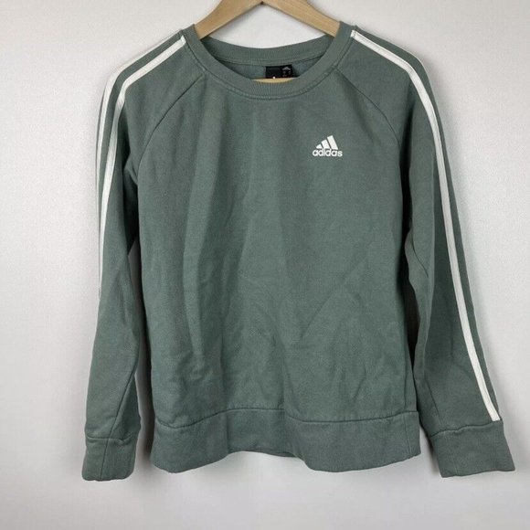 Adidas Womens Small Long Sleeve Fleece Crewneck Pullover Sweatshirt Sweater Logo - Picture 2 of 6